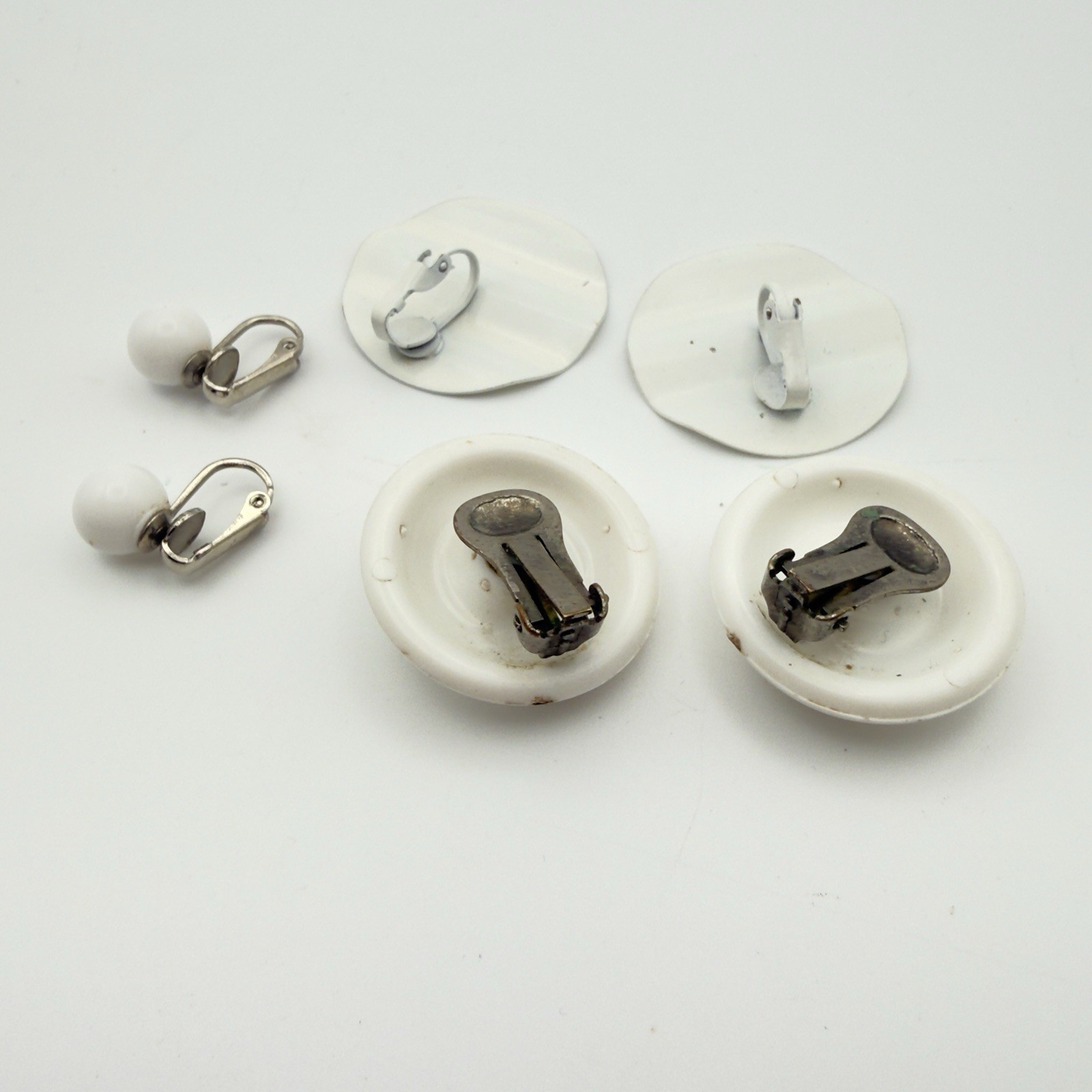 Vintage Clip On earrings Lot Nautical Red White Blue Hoop Button Retro 10pr USA