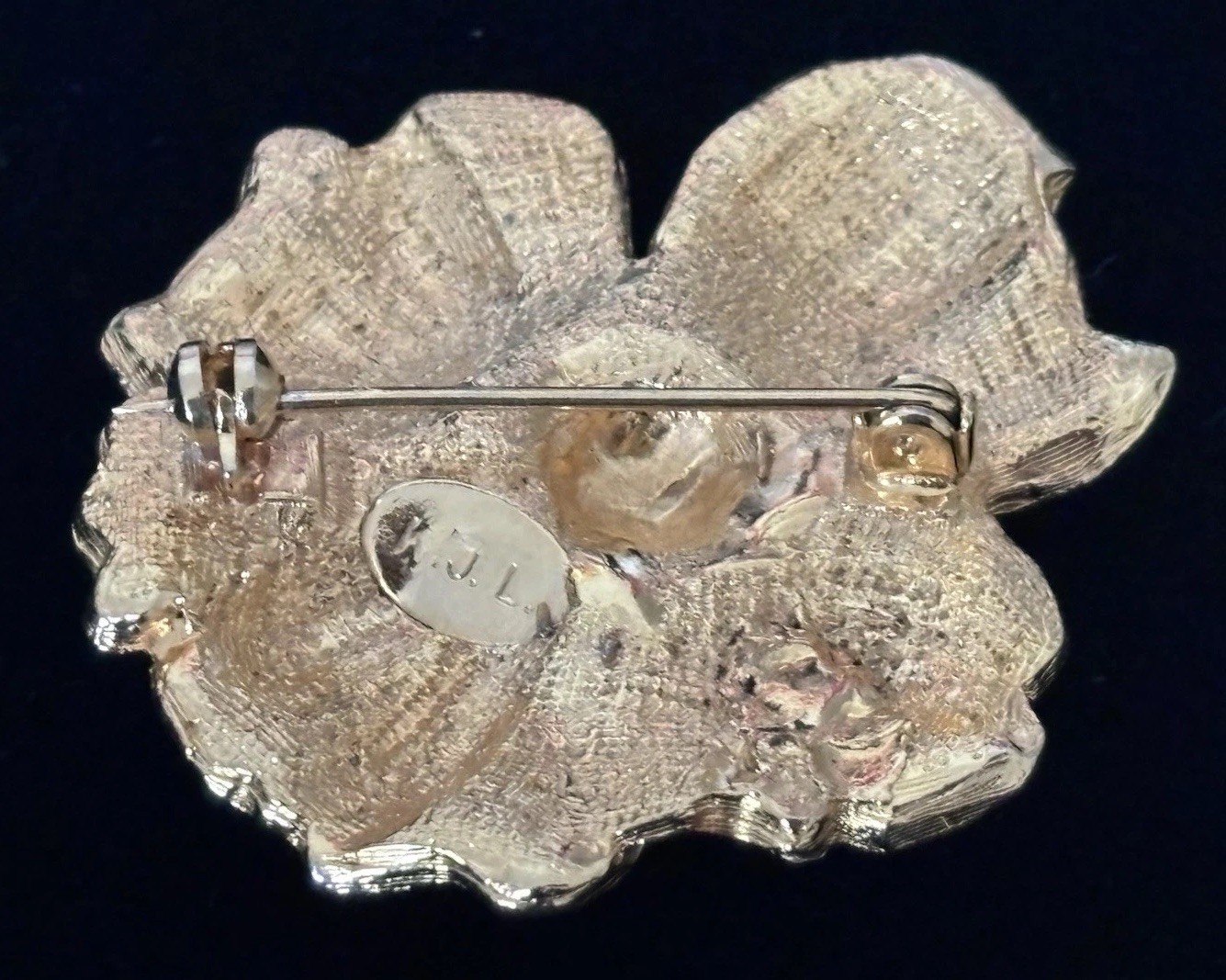 Kenneth Jay Lane KJL Rare Ladybug Pansy Brooch 22K Gold Enamel Signed