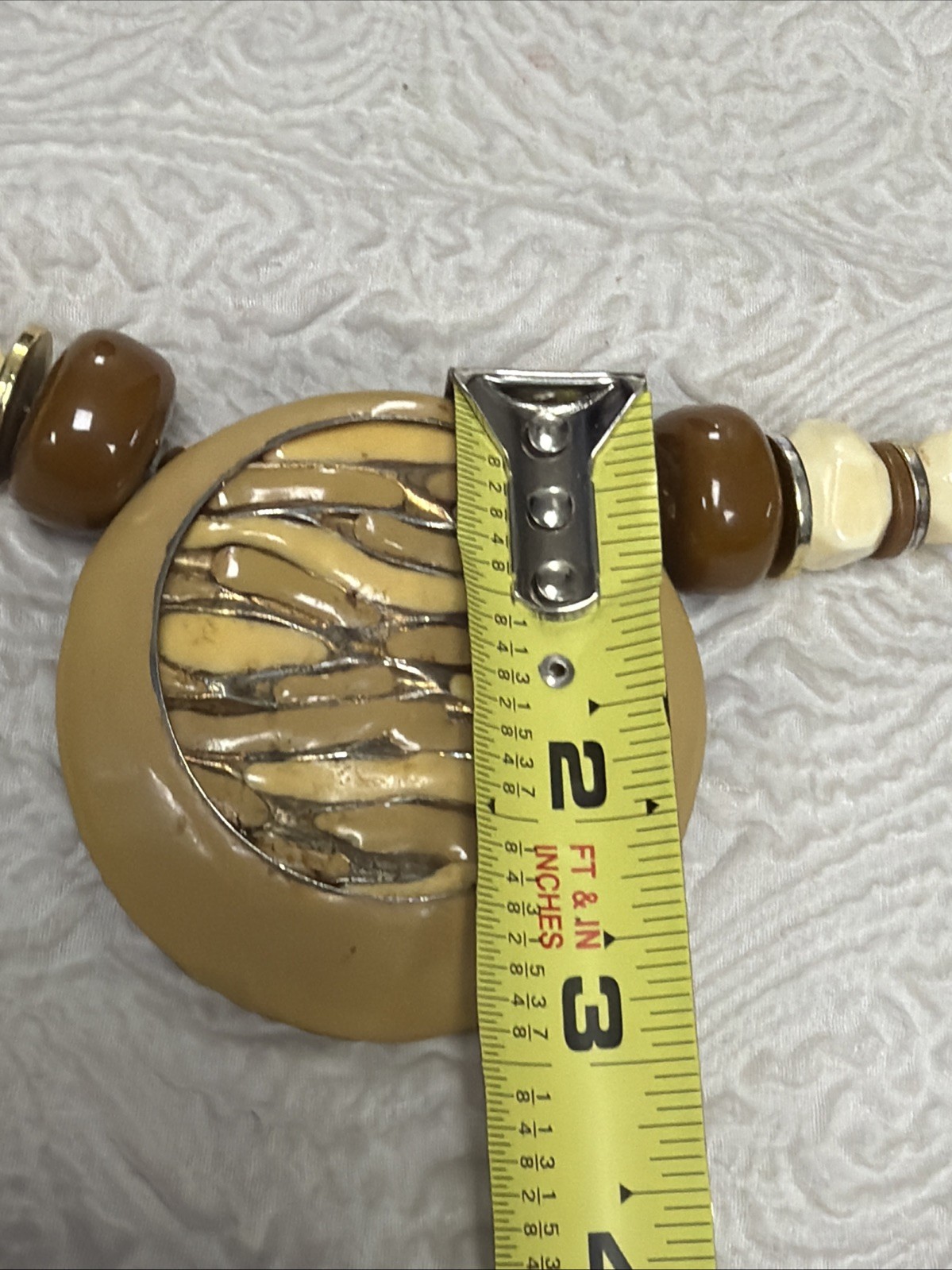 Vintage Bohemian Chunky Twisted Rope Cord Resin Wood Metal Statement Necklace
