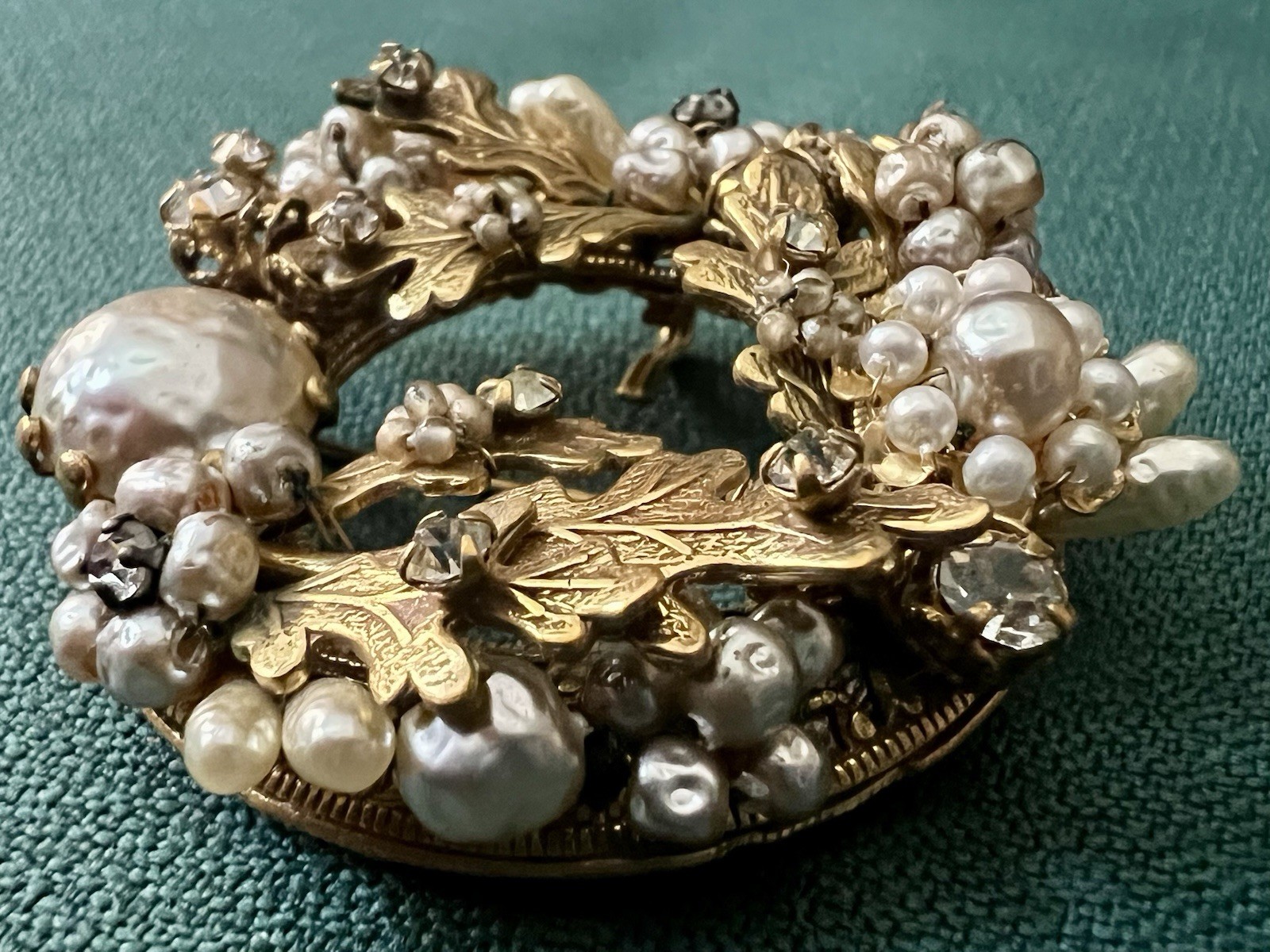 ORIGINAL BY ROBERT STUNNING PEARL RHINESTONE VTG BROOCH PENDANT MINTY CONDITION