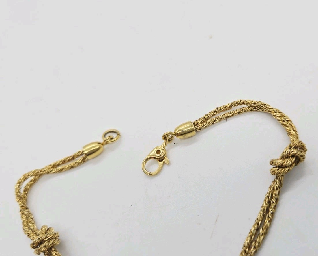 Monet Bracelet Double Rope Chain Knot Gold Tone Couture Vintage 7.25 in