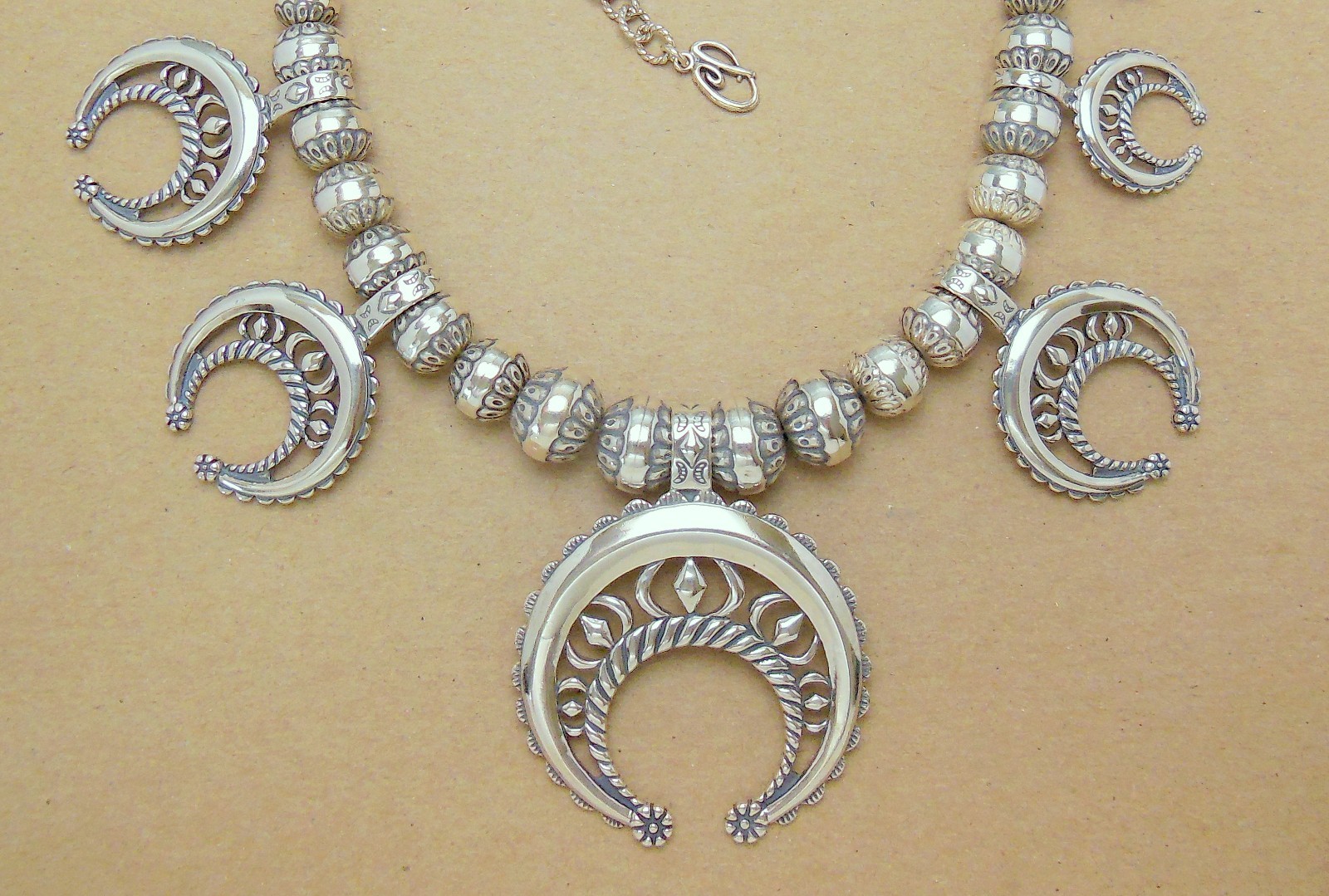 CAROLYN POLLACK Sterling Desert Pearl Naja Squash Blossom Necklace *FACTORY FLAW