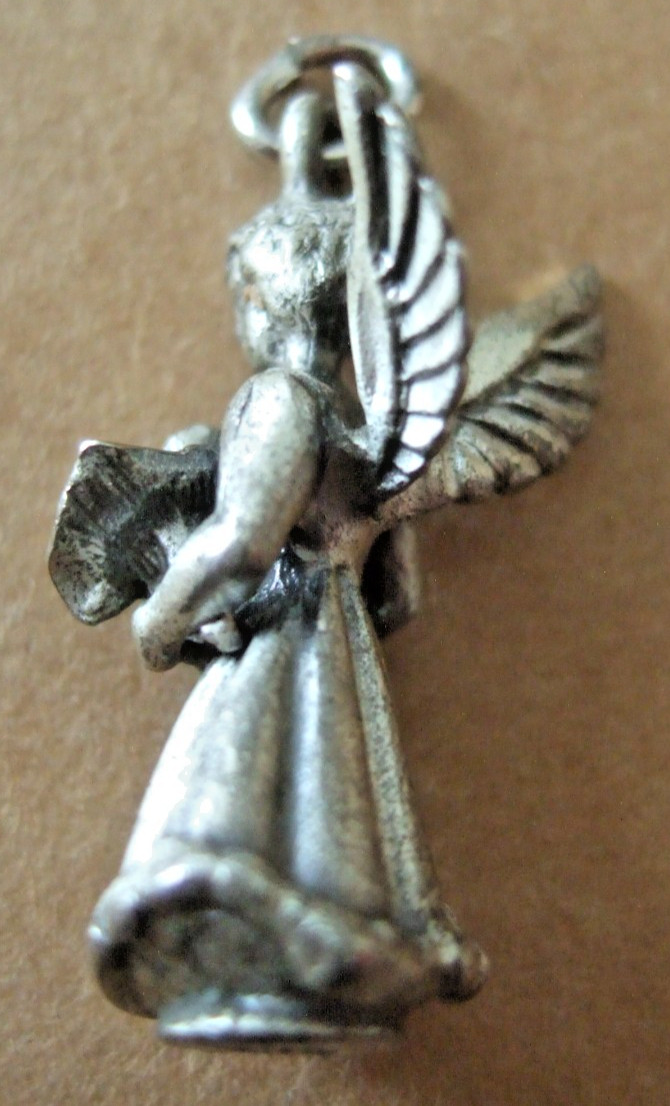 VINTAGE CREED STERLING SILVER APRIL GUARDIAN ANGEL PENDANT CHARM