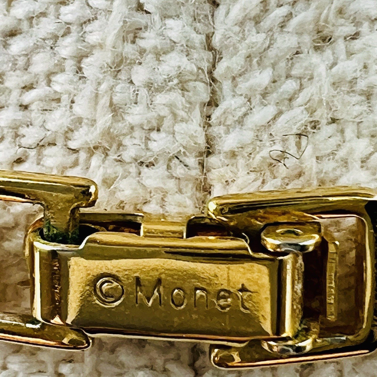 Monet Gold Tone Articulated Tile Link Necklace 27” Signed Vintage Statement Bold