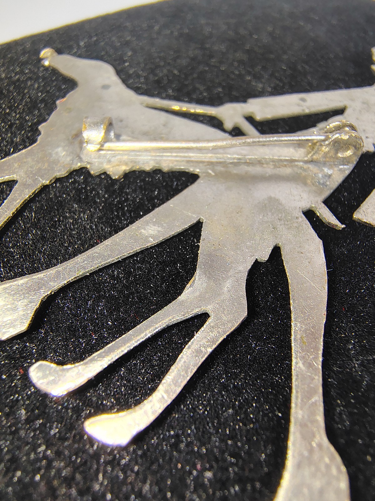 Vtg 1920s Vogue Art Deco Lady Walking Dog Brooch Pin Borzoi Antique Silver Tone