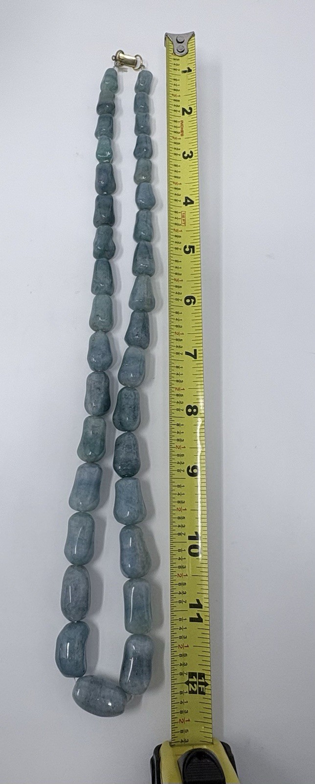 Vintage Aquamarine Nugget Bead Necklace 12K Gold Filled Clasp 17” Blue Beryl