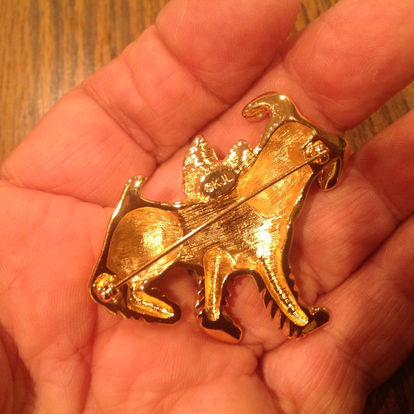 KJL Kenneth J Lane Cute Dog with Bow Jeweled Vintage Pin Brooch Mint!
