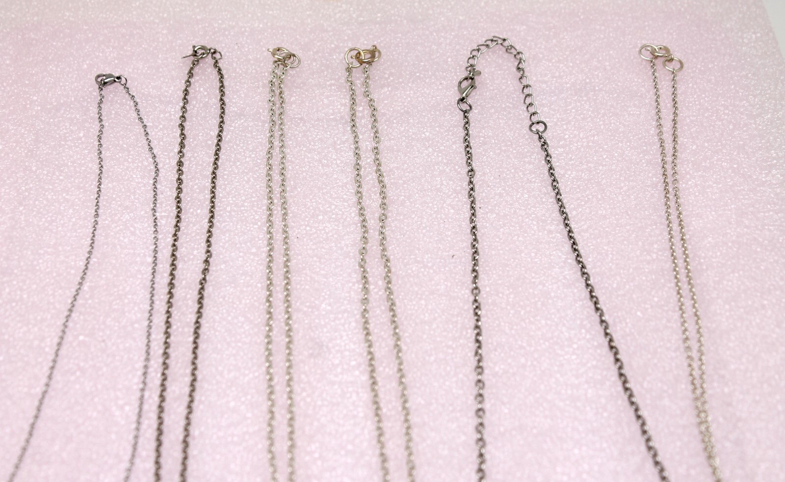 Lot Of 14 Different Size Necklaces Chains Silver Tone Pendants Earrings