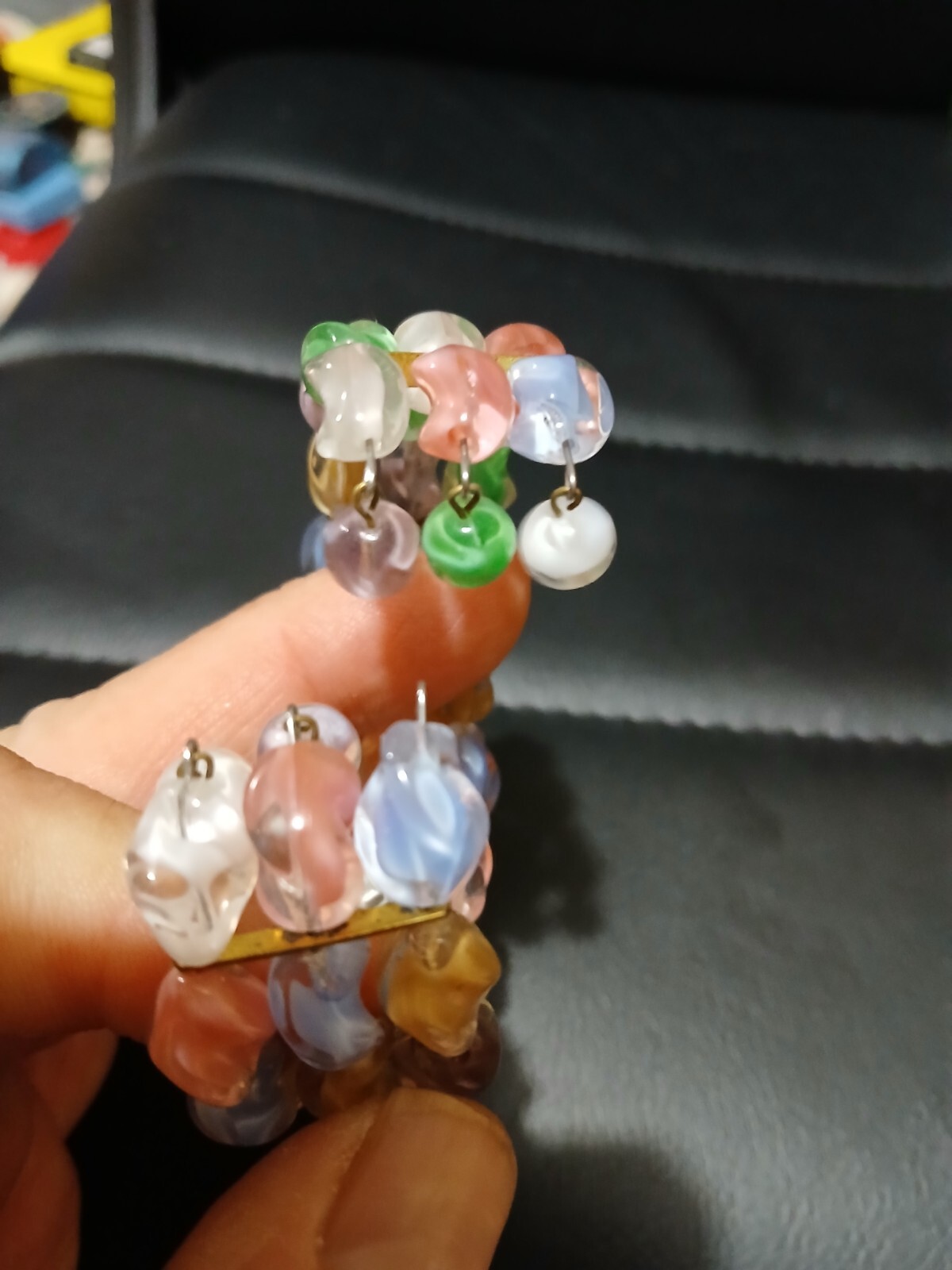 Vintage/Wrap Bracelet/Girve Glass/Beads/Pastel Multi Color 3 Row