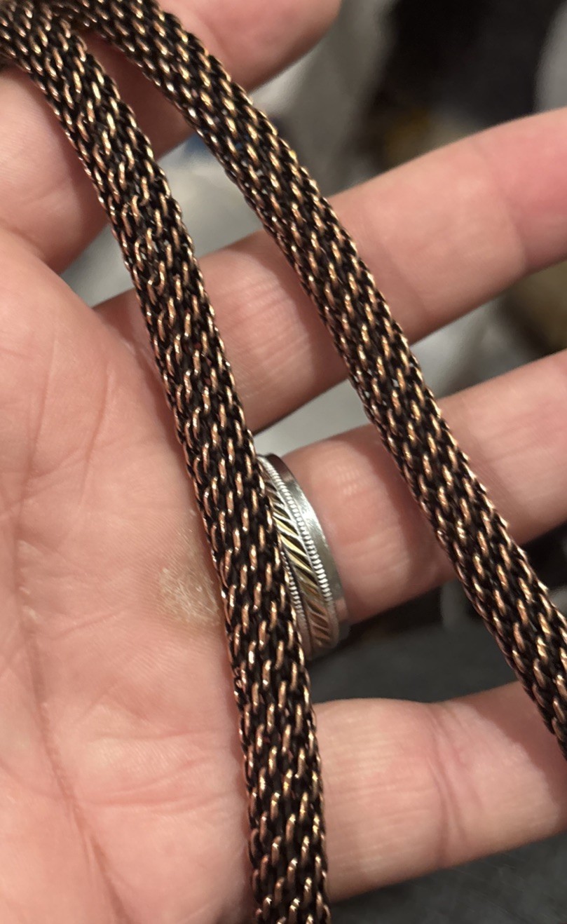 Vintage Copper Tone Mesh Necklace ( Not Copper) 16” Thick