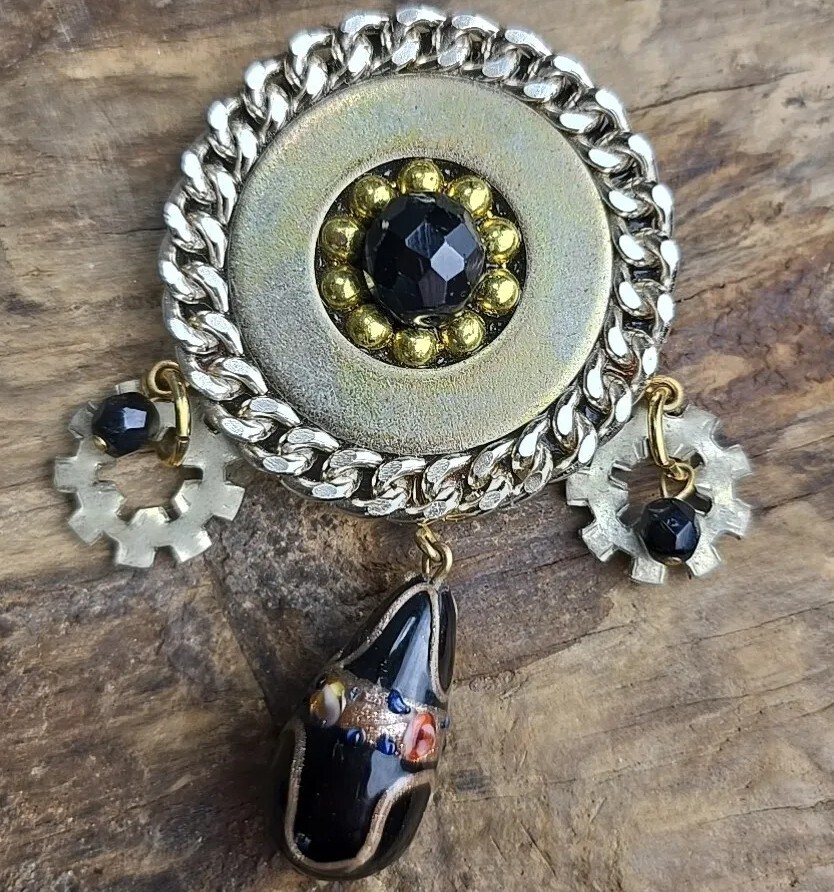 Heavy Metal Steam Punk Broach Artist Signed