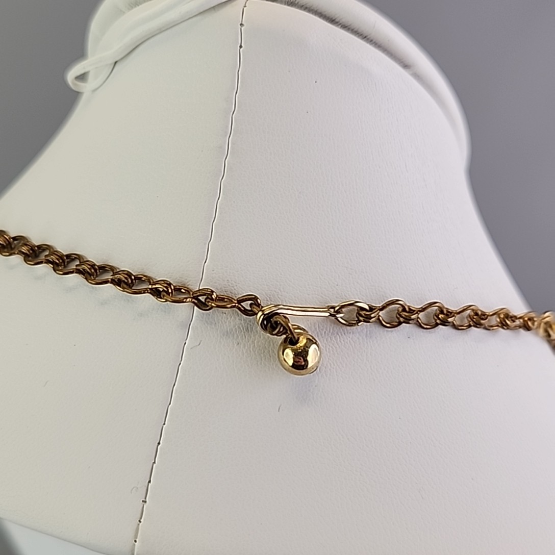 Vintage BSK Rhinestone Necklace AB Red Gold Tone Choker 16″