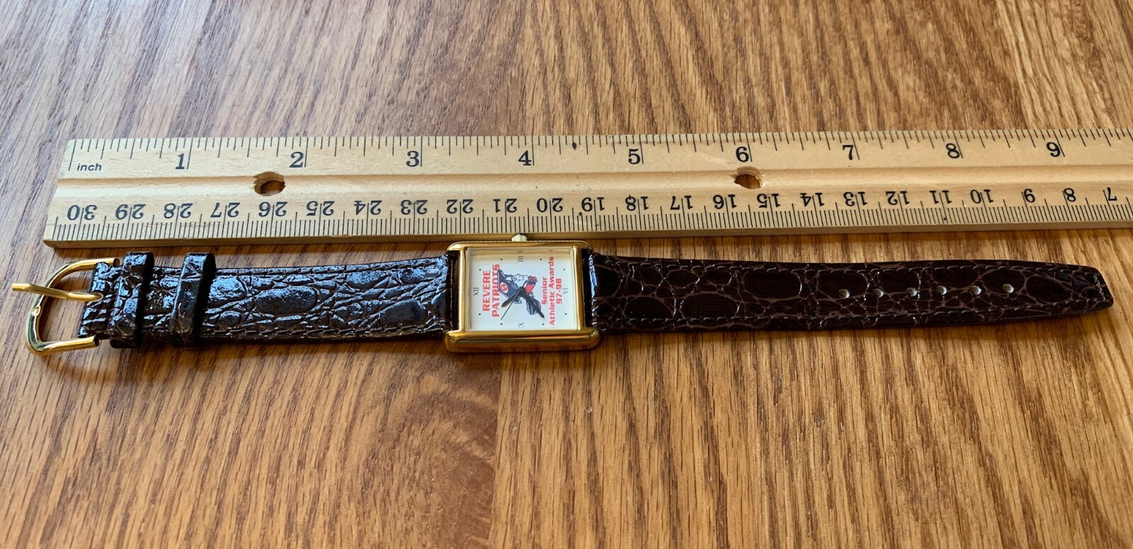 Vintage Revere Patriots Senior Athlete Awards 97-98 Watch Brown Leather Strap