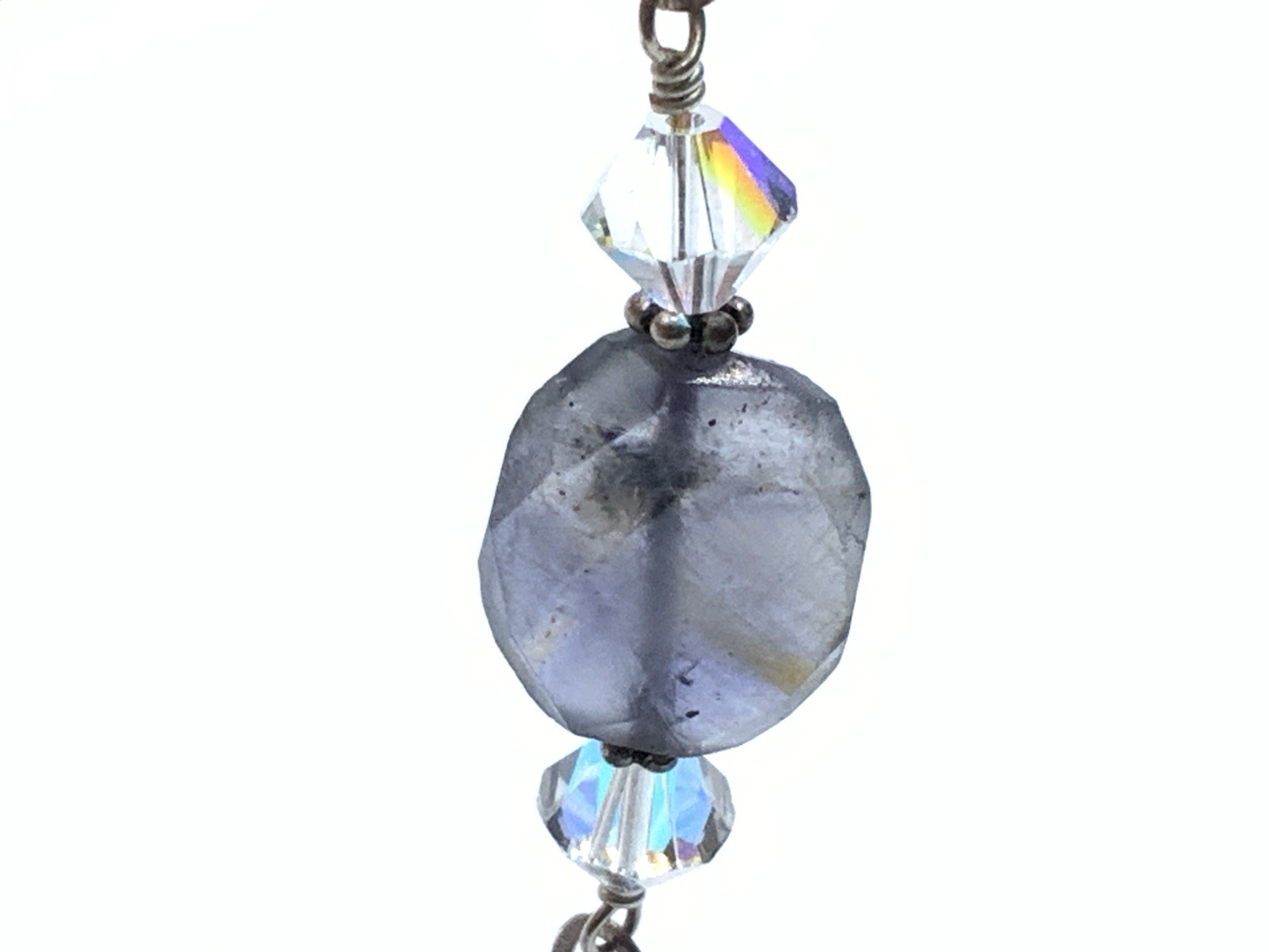 Vintage Sterling Silver 925 Faceted Iolite Nugget Stones 16” Necklace