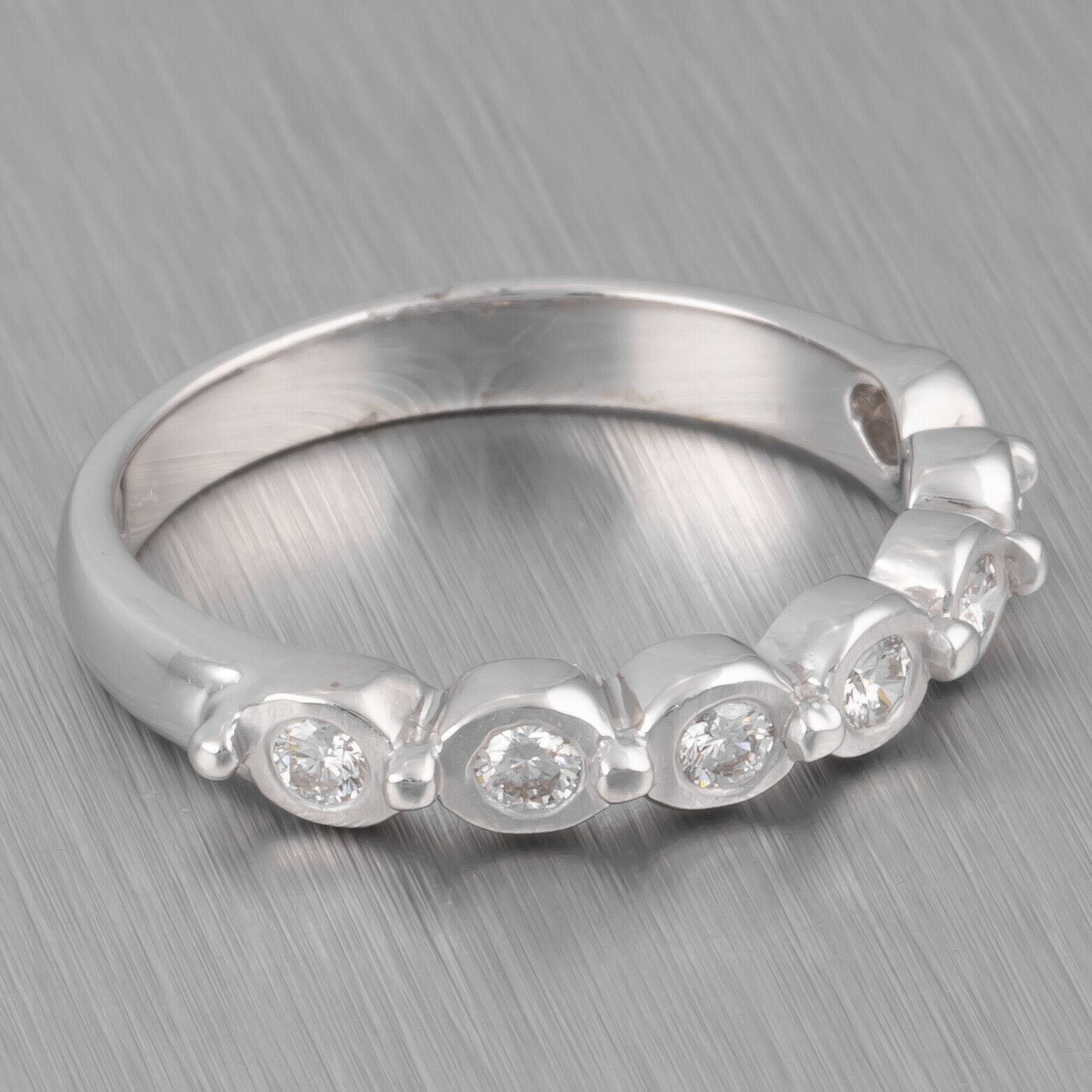 Doris Panos 18k White Gold 0.35ctw Diamond Wedding Band Ring 3.4g