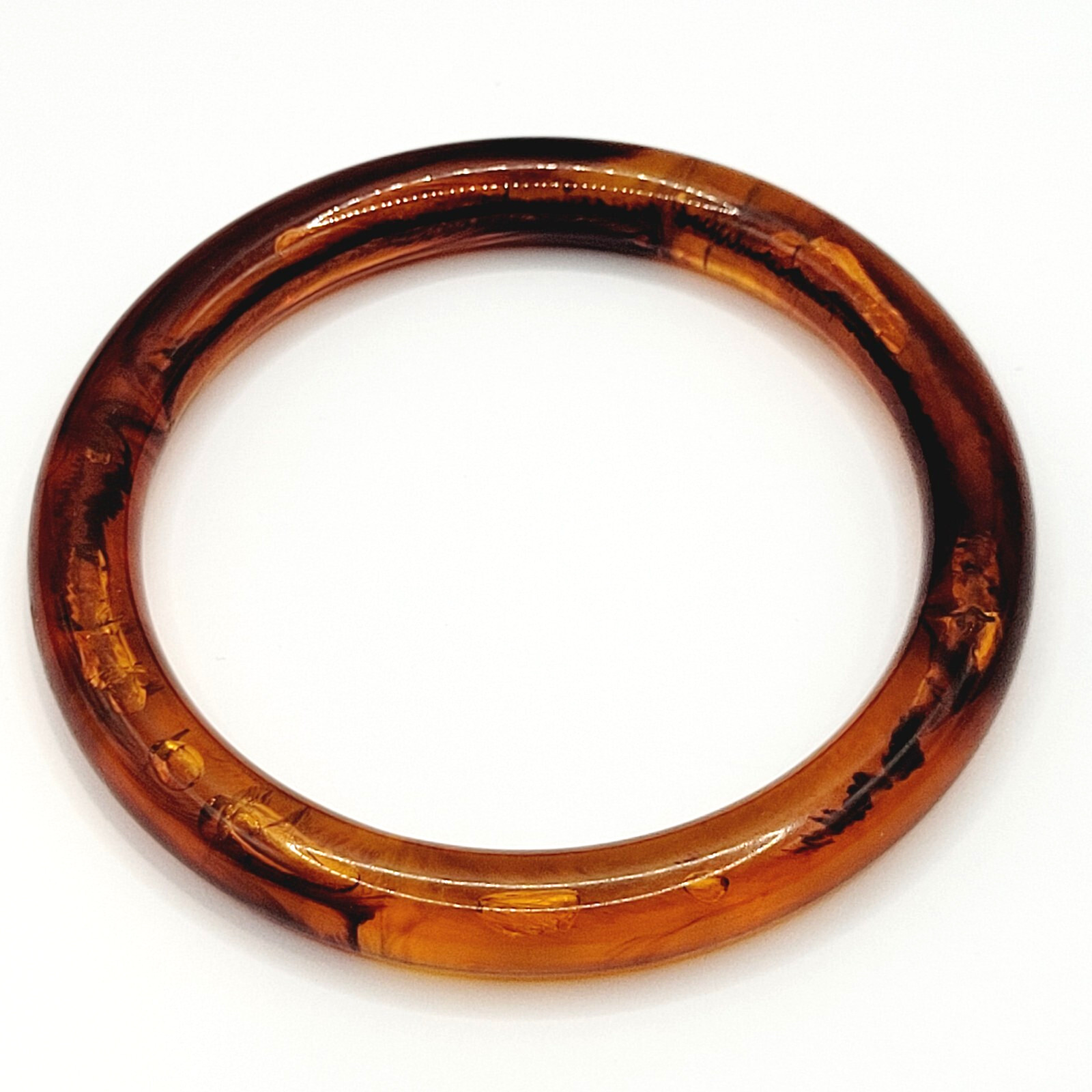 Classic Retro Faux T Shell Acrylic Bangle Bracelet Vintage 1980s with Bubbles