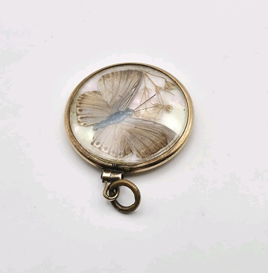Vintage Victorian Gold Filled Butterfly Wings Double Sided Pendant Charm