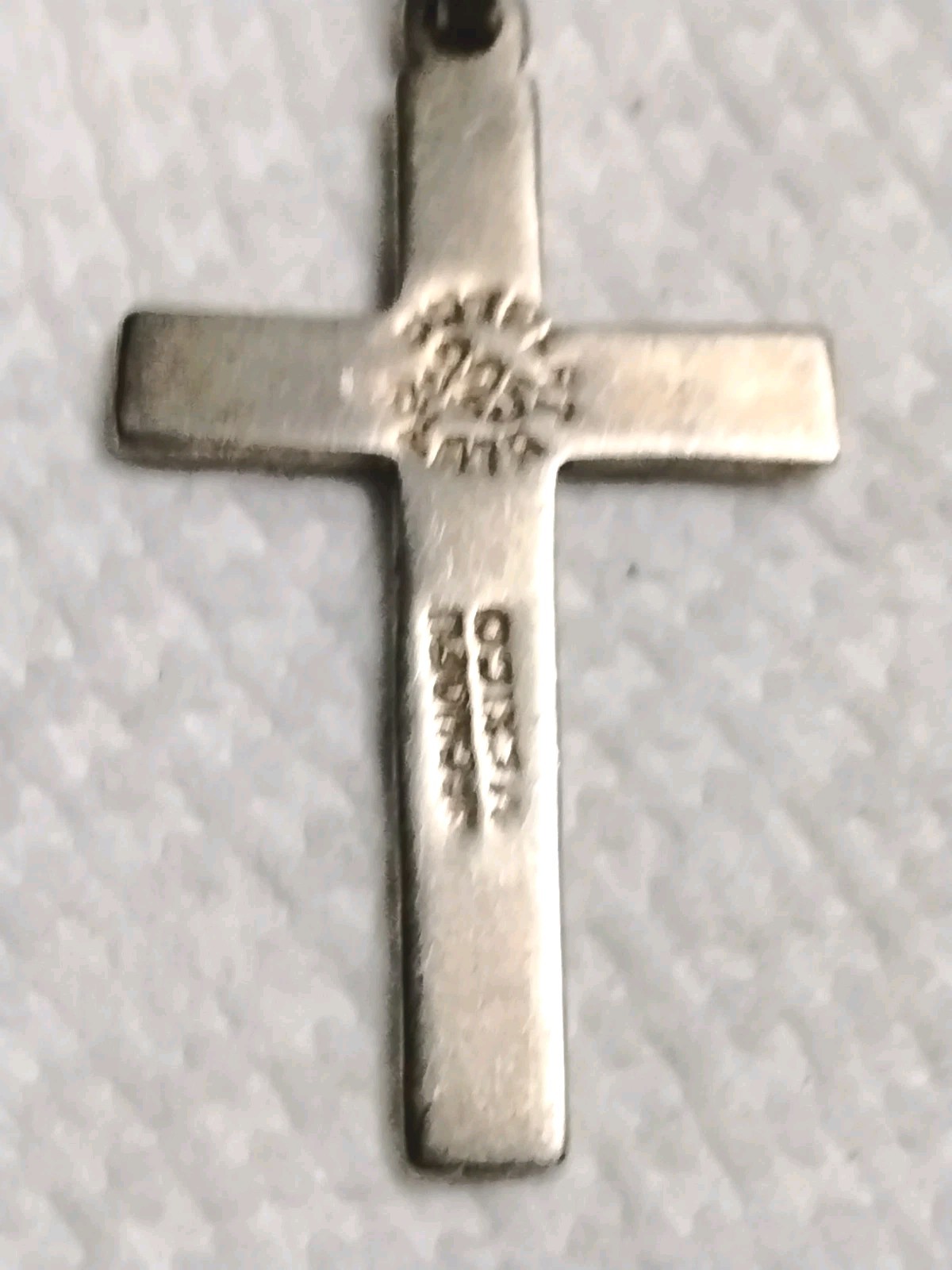 Vintage Estate 925 Sterling Silver Mexico Turquoise Cross Religious Pendant 18″