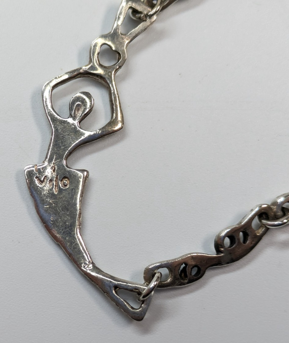 VTG Jilo Mexico Sterling Silver 925 Bracelet Unique Person Bracelet 6-7.5″ Long