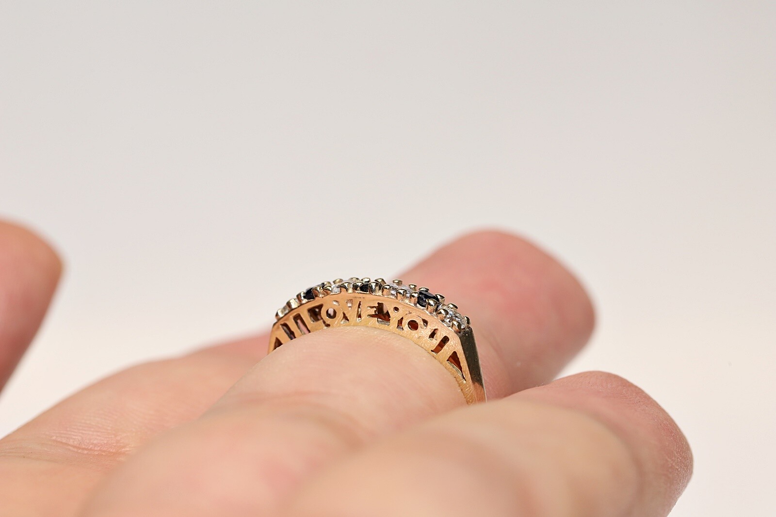 Antique Circa 1900s 9k Gold Natural Diamond And Sapphire Ring