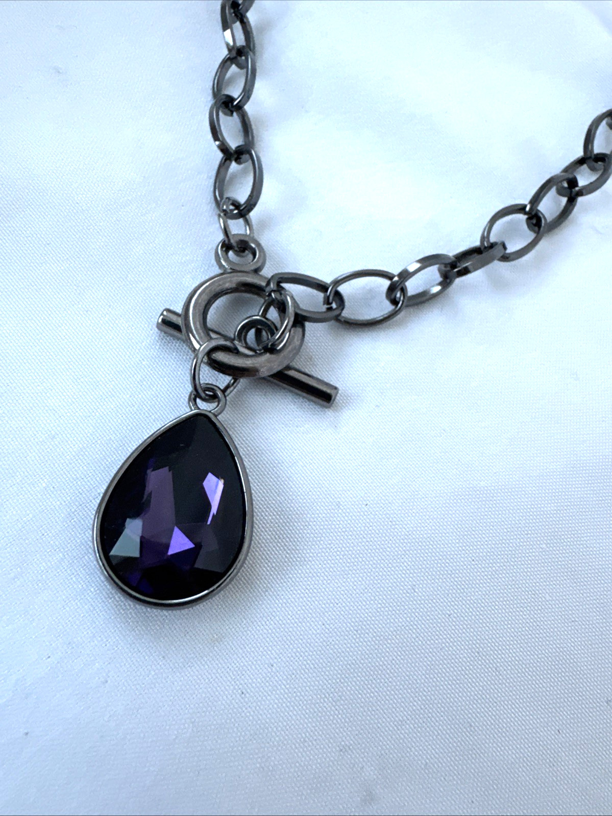 y2k Purple Gunmetal Modernist Necklace Jewelry VTG Goth Silver boho career witch