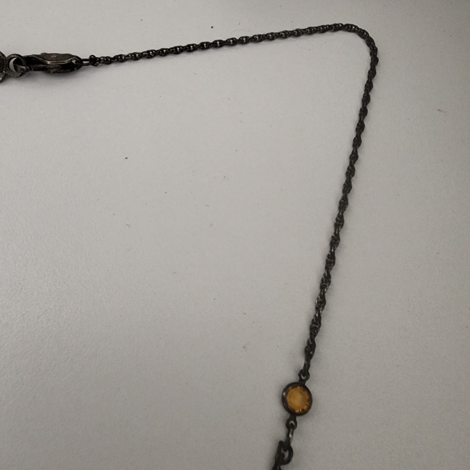 Austrian Crystal Fringe Necklace Cleopatra Amber Stones Vintage Estate Jewelry