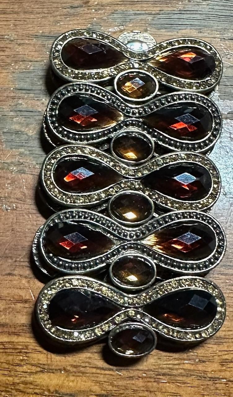 3 Beaded / Rhinestone Wide Stretch Bracelet lot Costume Jewelry #D17