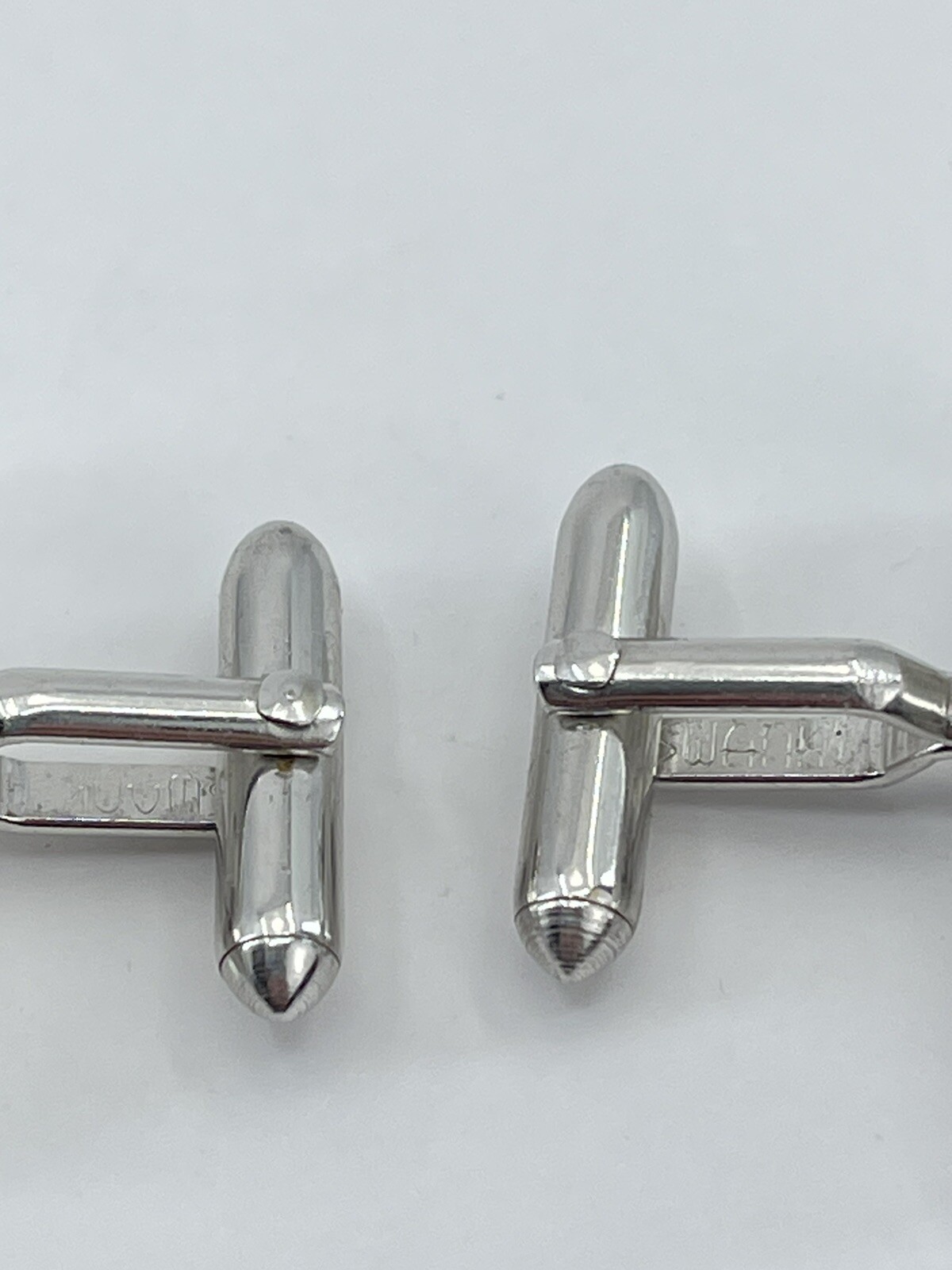 Vintage Swank mens cufflinks name Walter gold and silver tone concave 3/4″