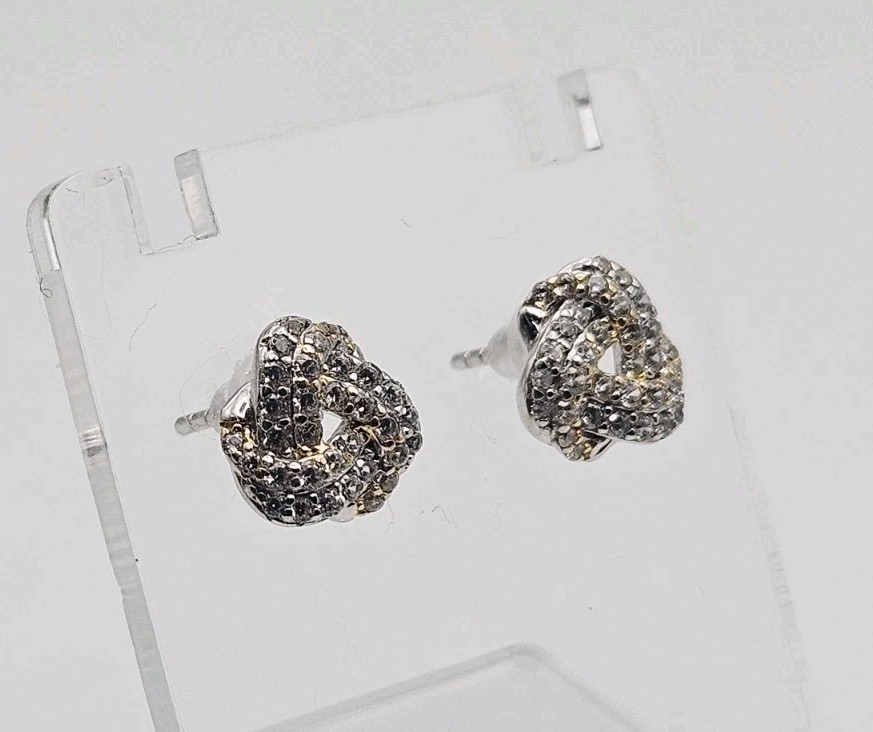 YGI Sterling Silver CZ Celtic Knot Post Back Earrings 9mm