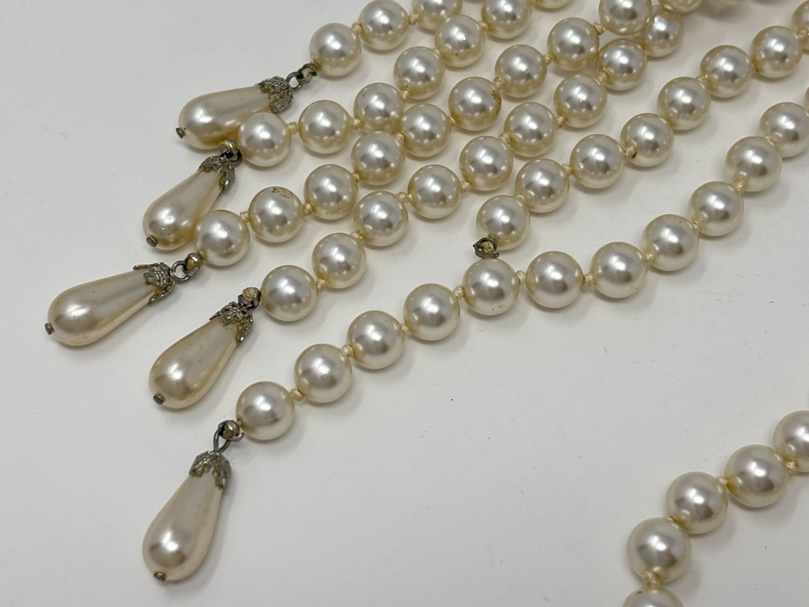 Vintage 60’s Valjean Cascading Pearl Fringe Collar Necklace Statement Piece