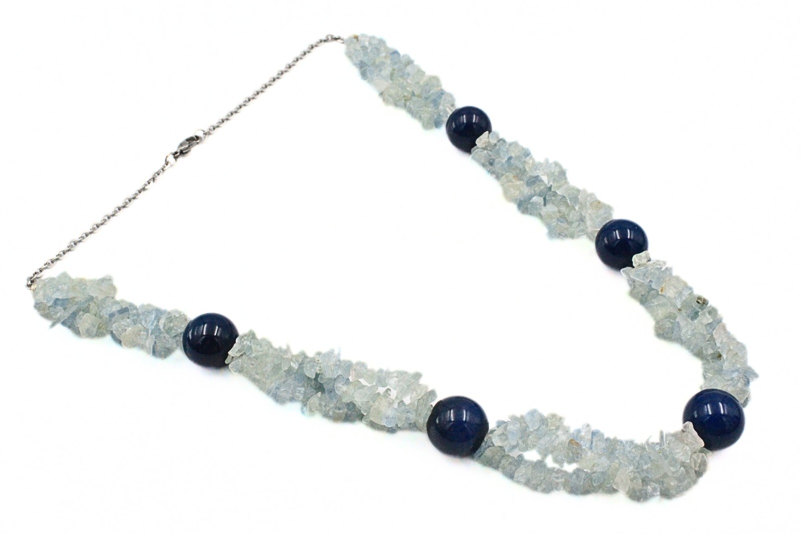 Summer Beach HSN Aquamarine Glass Multi Strand Beaded Necklace