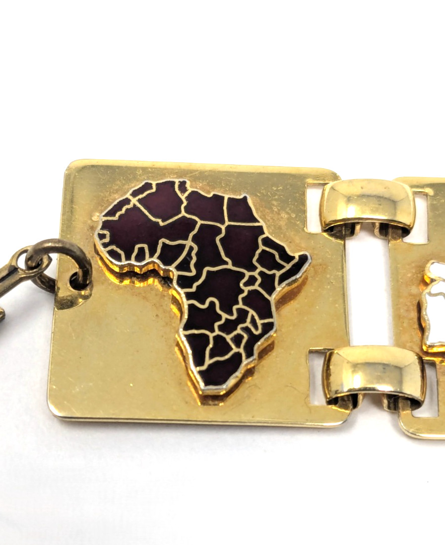 Vintage 60s United Nations Geoscheme Continental Regions Bracelet Bates & Klinke