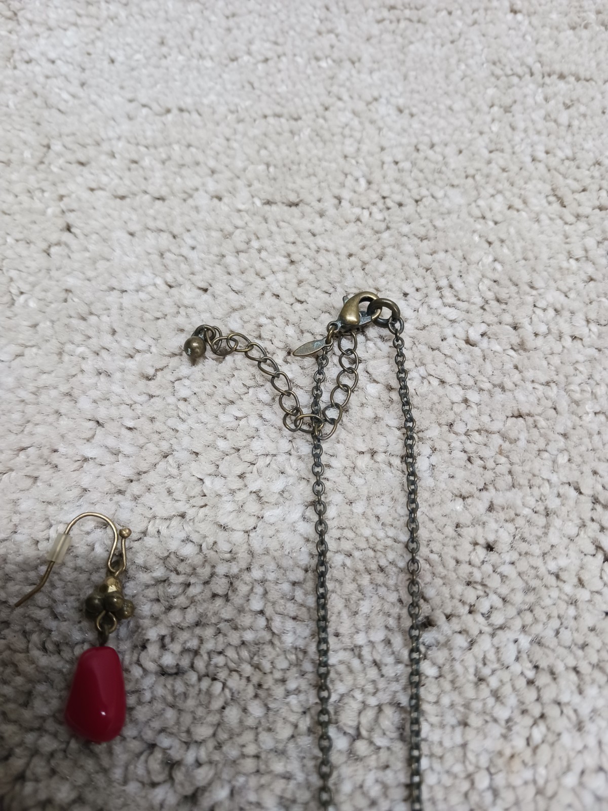 Unbranded Design Gold-Red Tone Beaded Necklace W/ Earrings