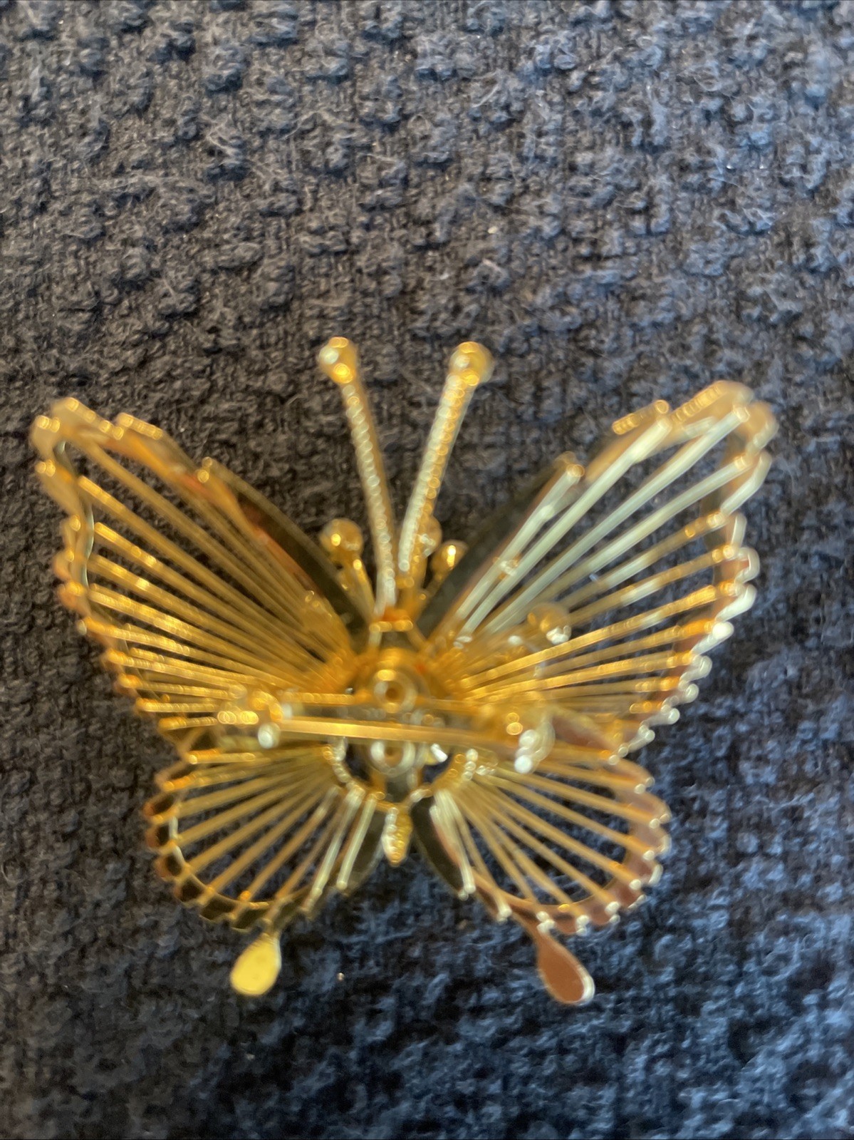 Vintage Monet Filigree Butterfly Pin Brooch With Faux Pearls
