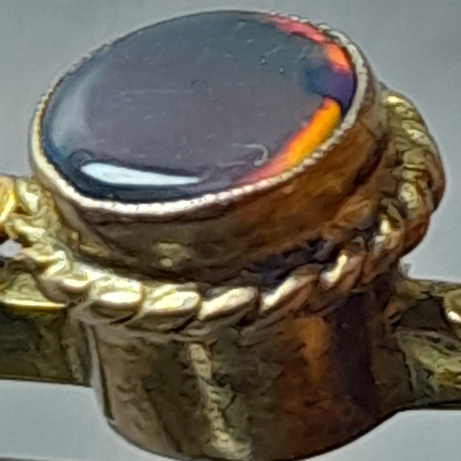 Antique 9ct Gold Black Opal Bar Brooch – Rare Red Fire – Victorian/Edwardian 4.7