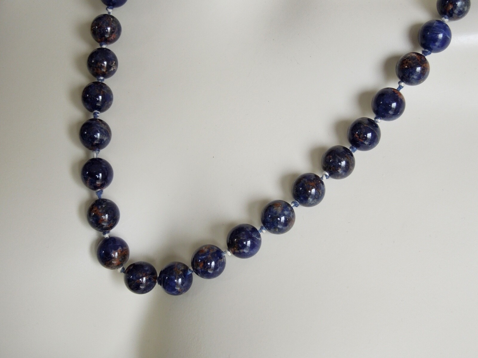 Massive Sodalite Jasper Ball Chain Individual Knotted 3.3oz/25 13/16in / Ø 0 1/