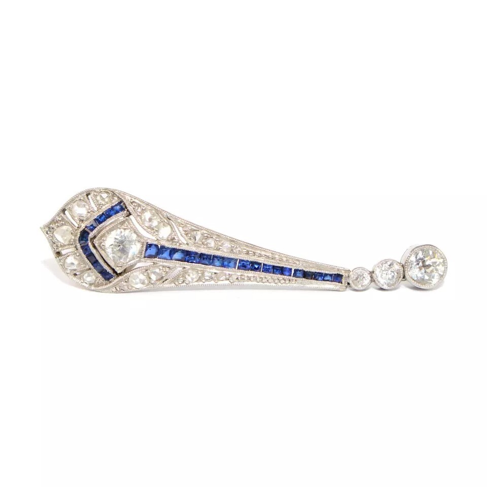 Art Deco Lab Created Sapphire Diamond Woman Wedding Antique Earring 925 Silver