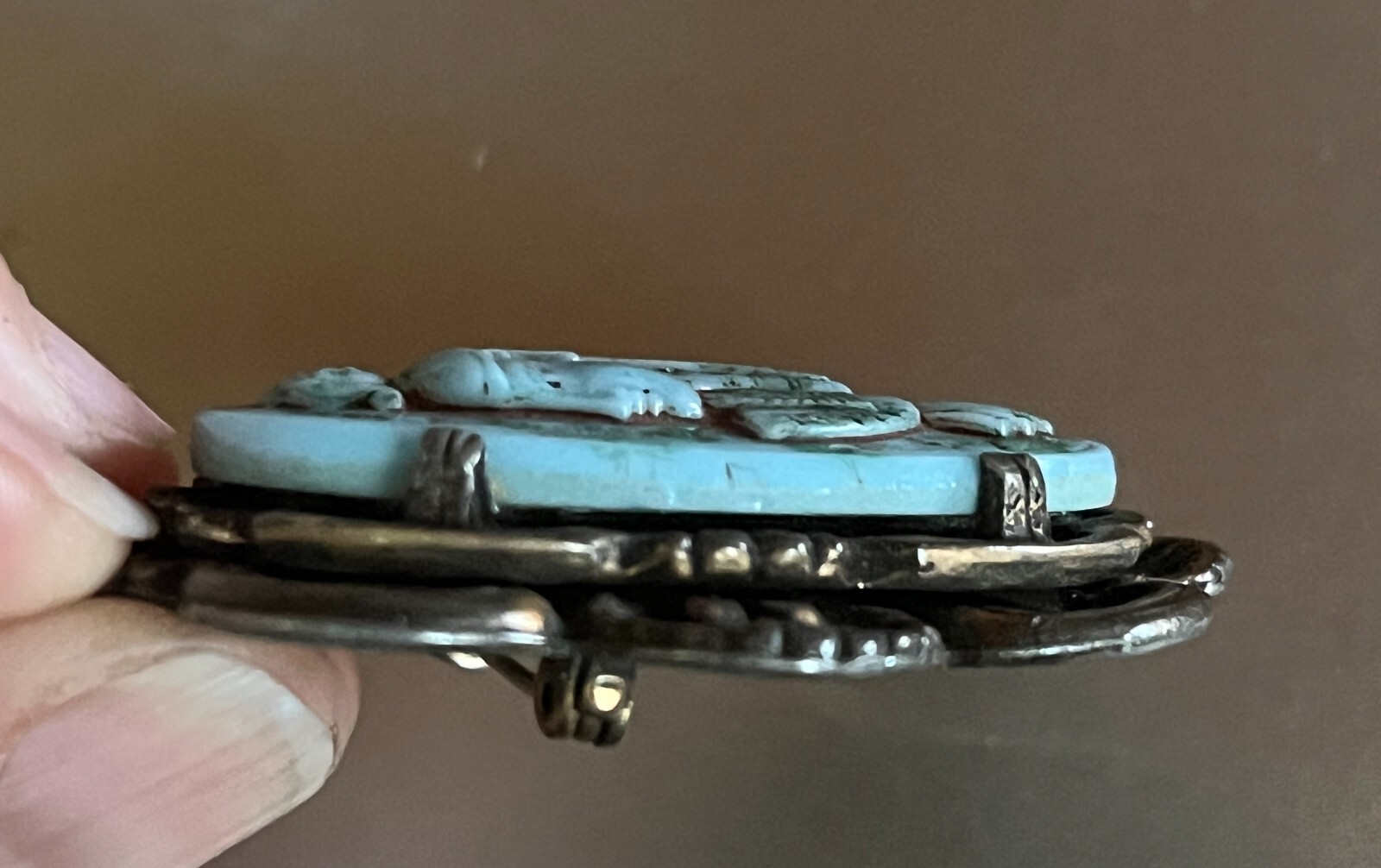 Antique 1920s EGYPTIAN REVIVAL Czech Glass Brooch/Pendant – Possibly Neiger Bros