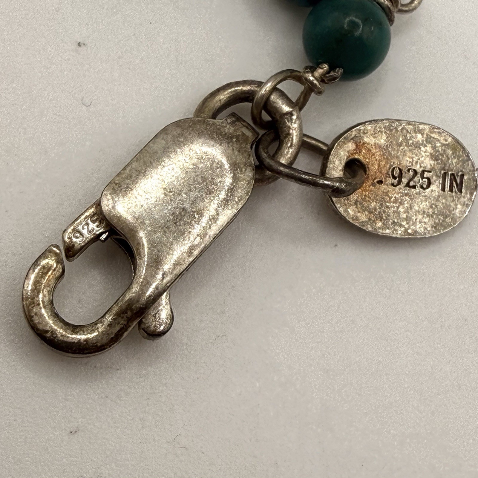 Vintage Sterling Turquoise Quartz Crystal Long Necklace 44” Artisan