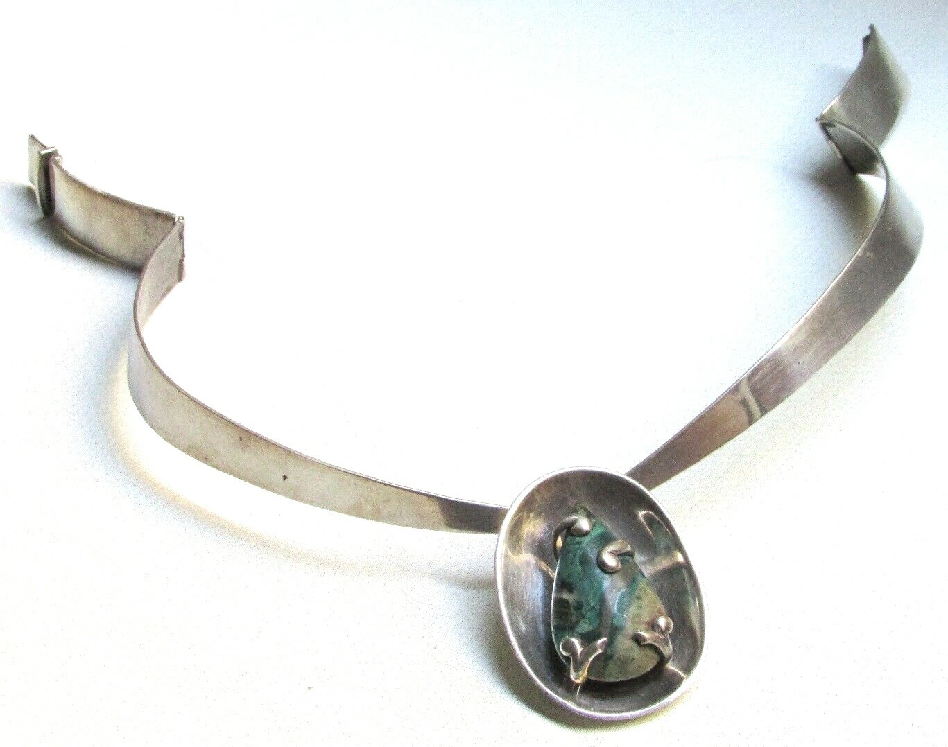 Vt Sterling Silver Turquoise Set Necklace Bracelet LOS CASTILLO Taxco Sign 314jy