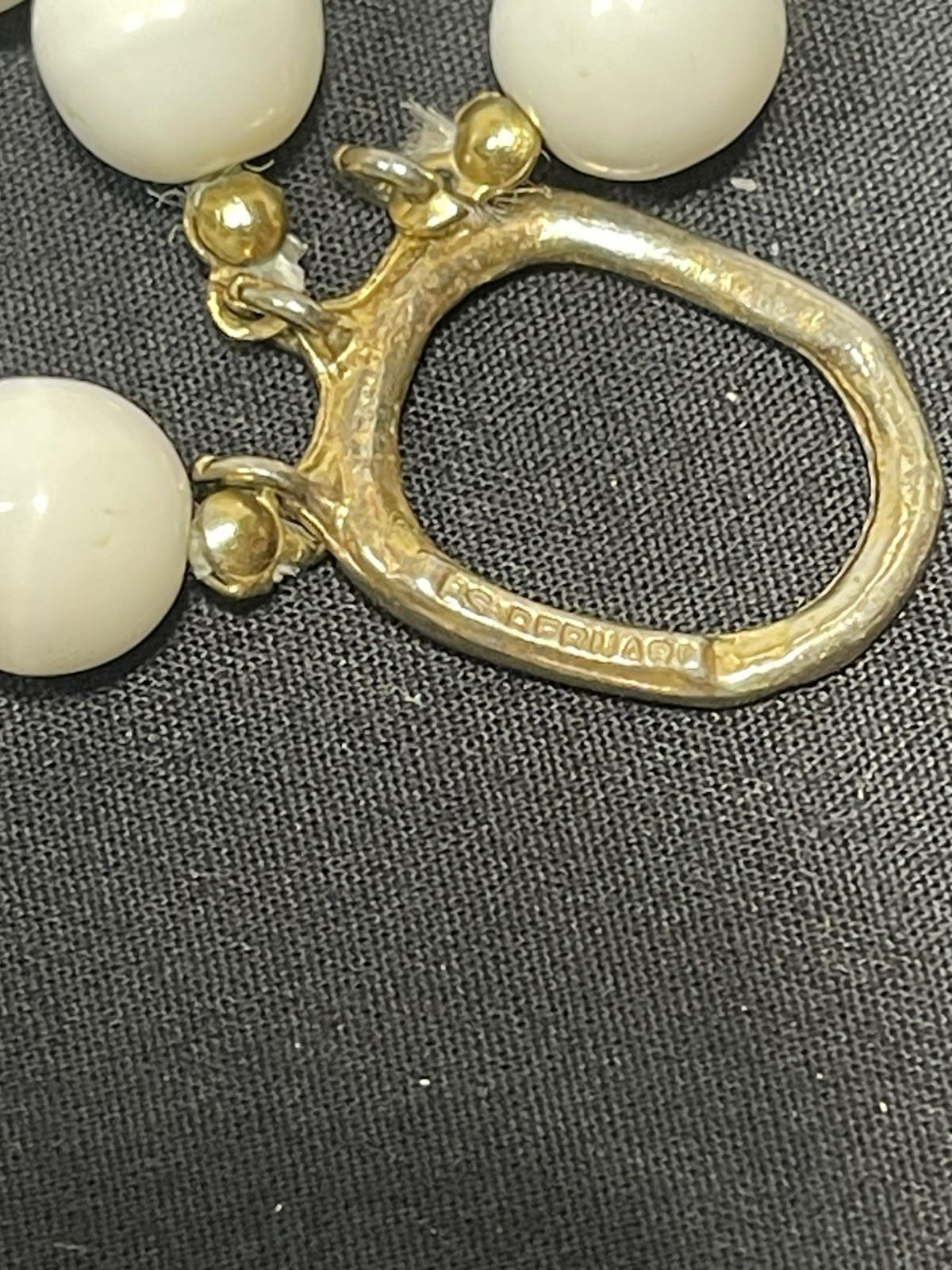 Vintage Les Bernard 3 Strand Hand Knot White Milk Glass Beaded Choker Necklace