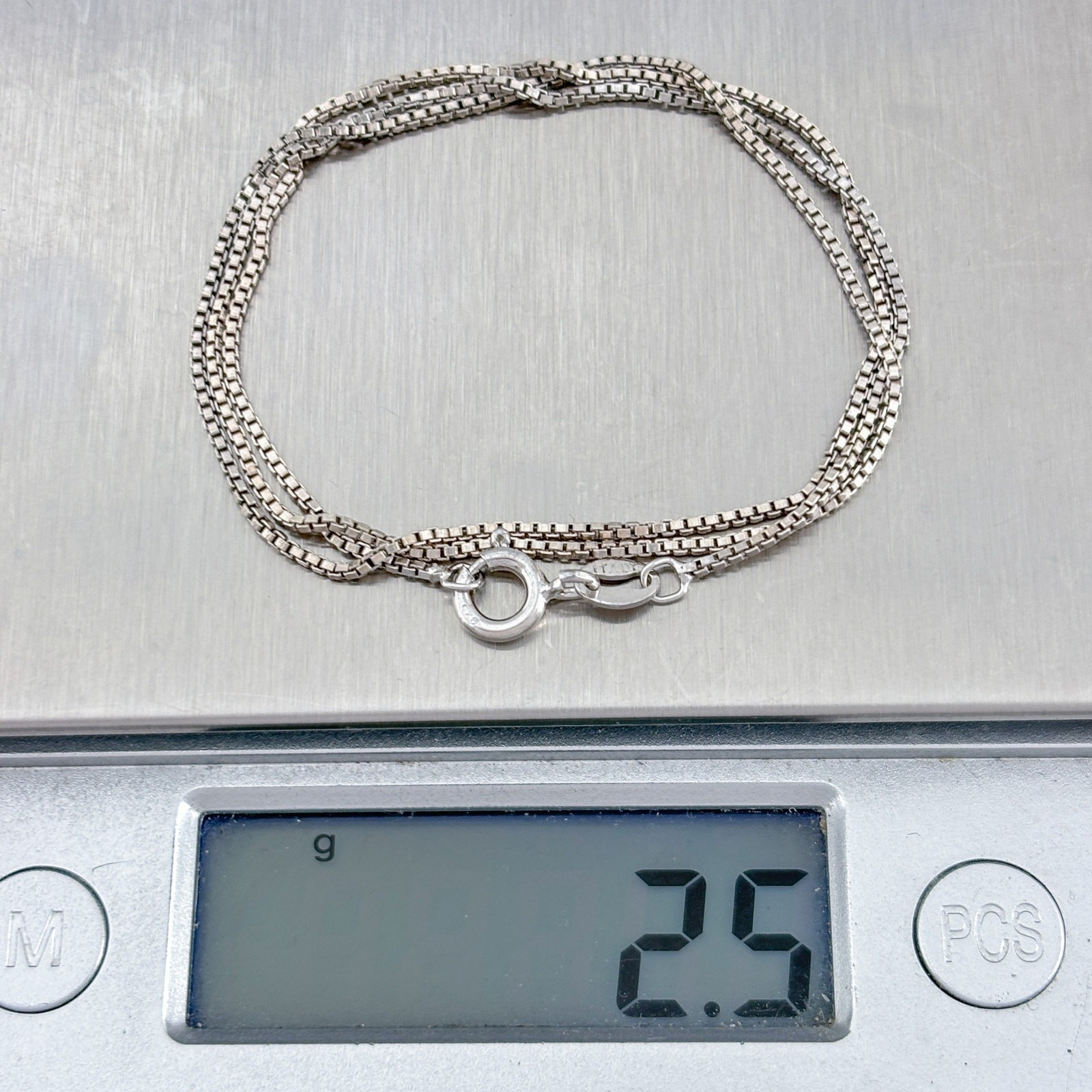 Vintage Italy Sterling Silver 925 Box Link Chain Necklace 16″