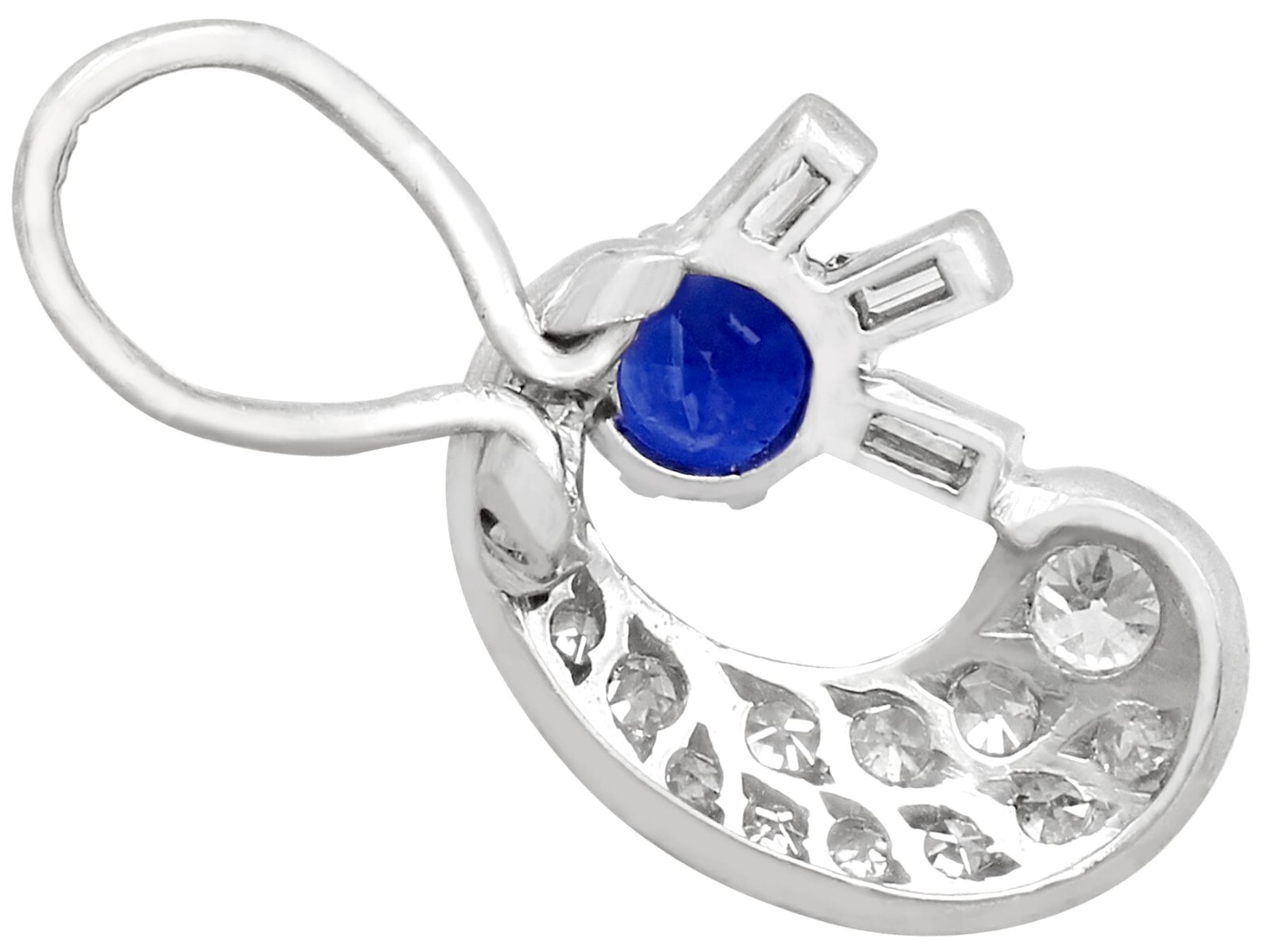 Antique Sapphire and Diamond Clip On Earrings in 18k White Gold