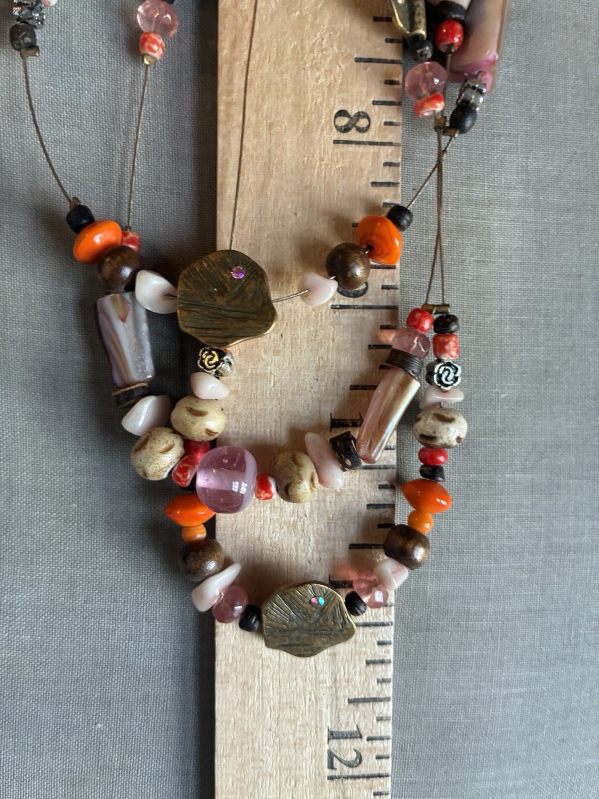 Vintage Coldwater Creek Colorful Beaded Necklace 3 Strand