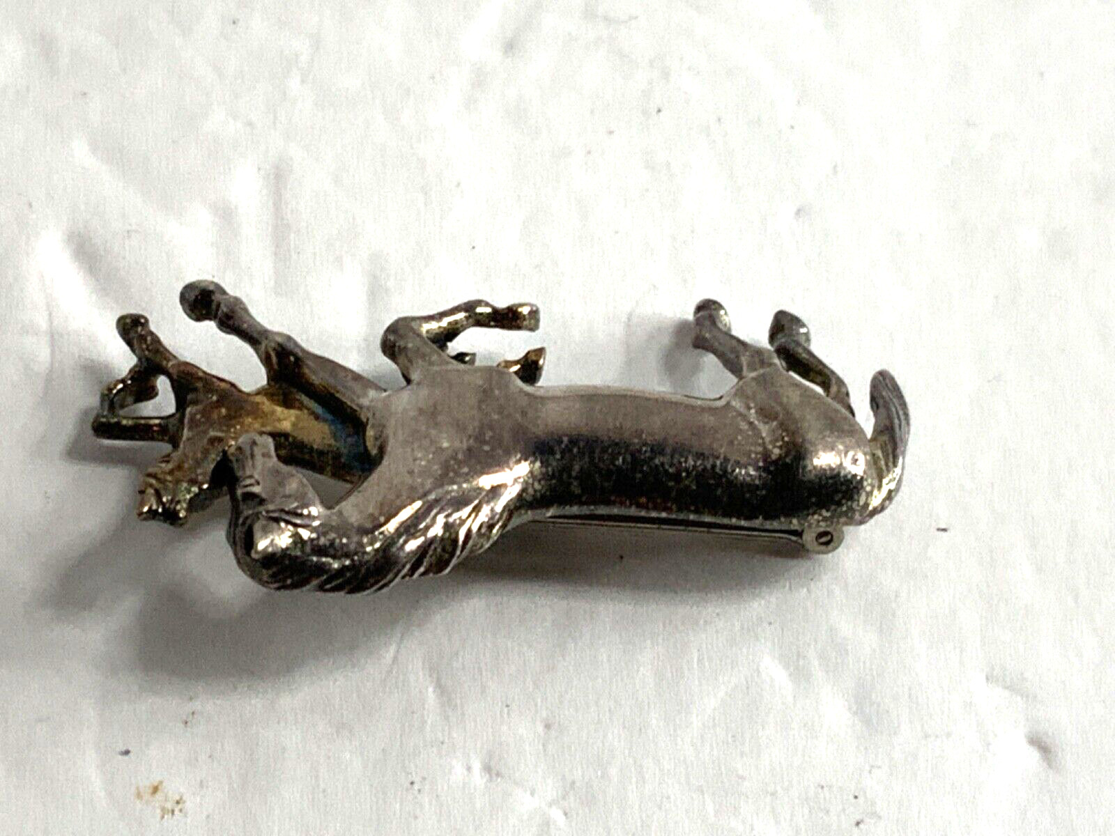 Vintage Jez Sterling Silver Horse Brooch Equestrian Pin Horses Running