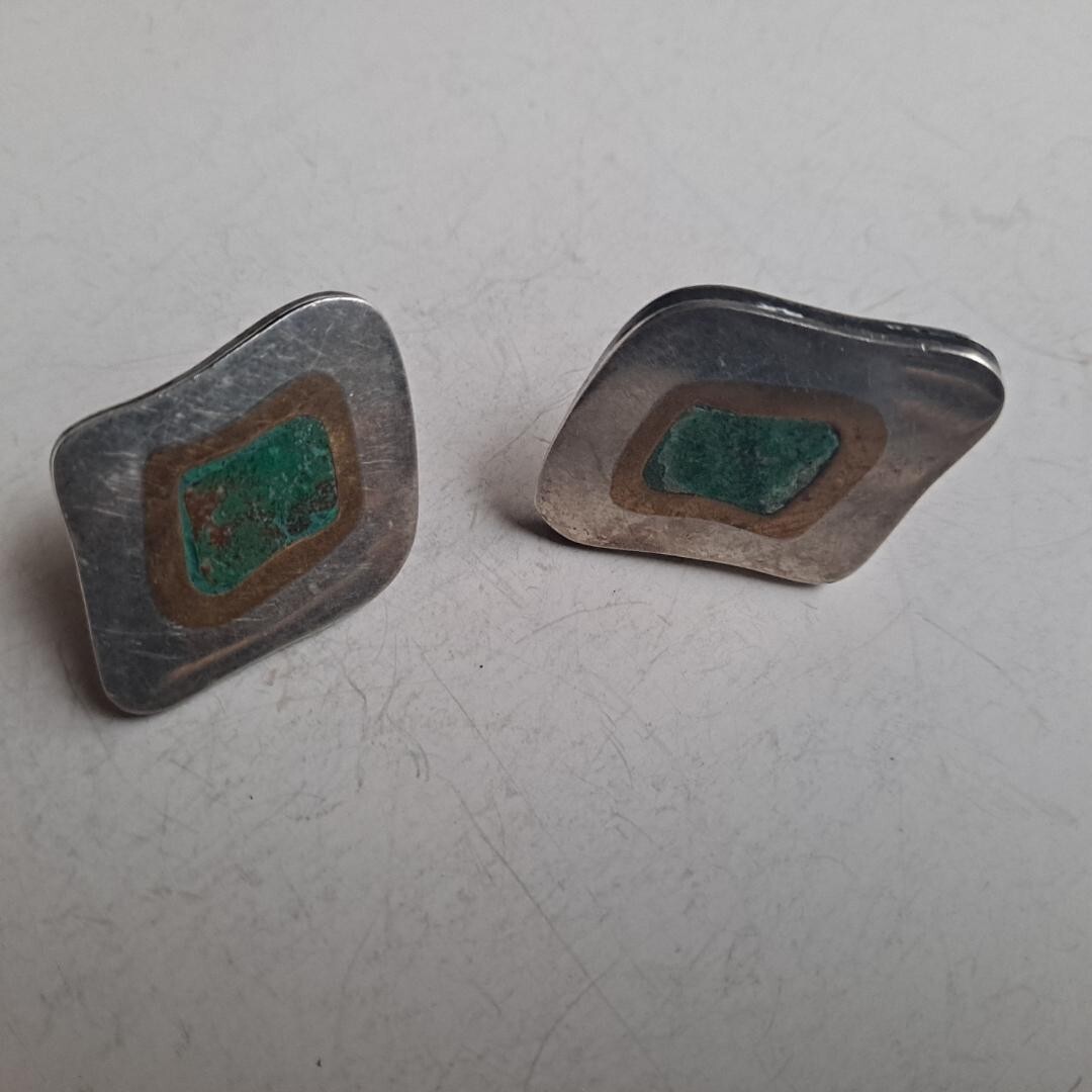 Vintage MCM Signed Mexican S.S. LOS CASTILLO Jewelry Ear Rings Taxco