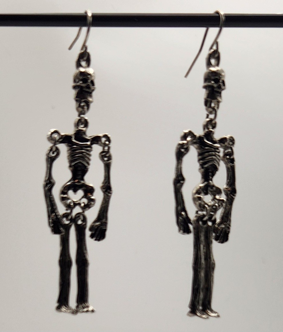 Vintage Hot Topic Articulated Skeleton Dangle Earrings Halloween Goth Punk Emo