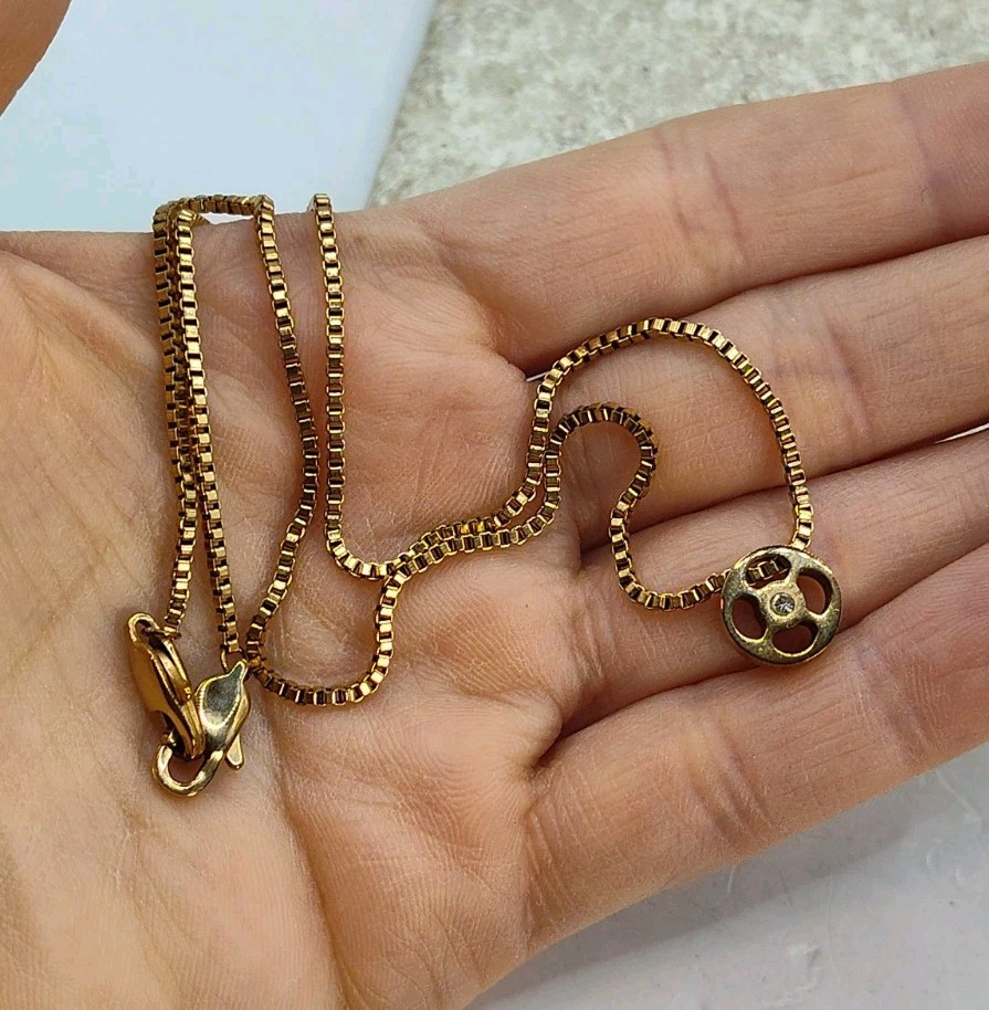Vintage Signed Henri Bendel Rose Gold Colored Pendant Necklace 16″