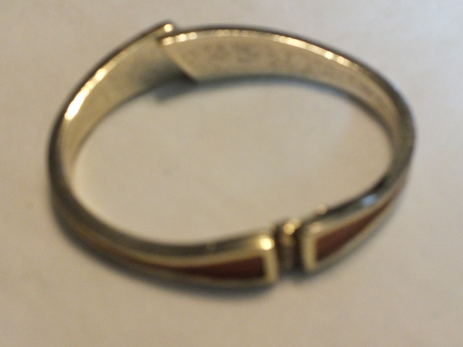 Beautiful Clamp Bracelet Gold Tone Orange Enamel 1/2″ Wide x 2 3/8″ Across CUTE