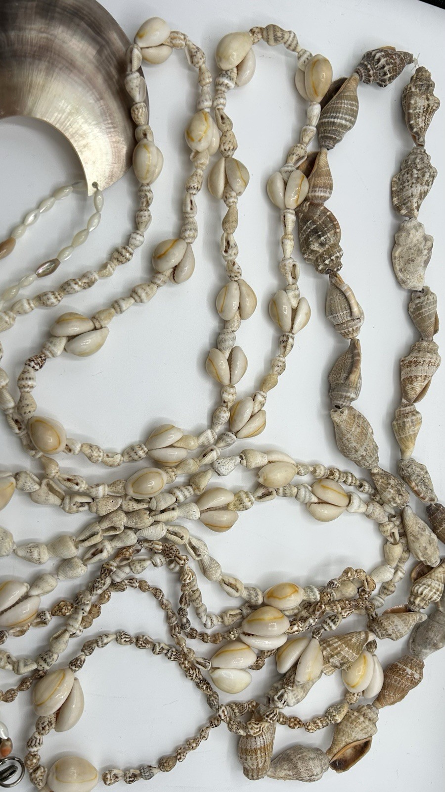 Vintage Long Necklaces Cowrie Shell Lot of 5 Natural Sea Shell Boho Beach 34”